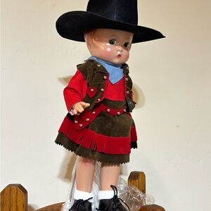 Charming Effanbee Patsy Cowgirl Reproduction Doll with Red and Brown Outfit